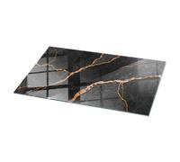 Tulup Tablero Superficie De Mesa Rectangular 100x50 cm in Vetro Grande para la Cocina, Comedor y Salón Encimera de Vidrio Superficie Lisa Decoración Moderno Cristal Templado - Motivo Mármol con Vetas