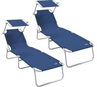 Tumbona 2 pcs Azul 58 x 188 x 77 cm Poliéster