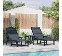 Tumbona 2 pcs Azul Marino 195,5 x 53 x 98,5 cm Polietileno