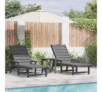 Tumbona 2 pcs Gris Claro 195,5 x 53 x 98,5 cm Polietileno