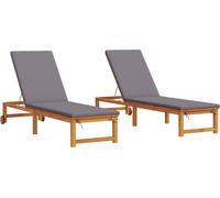 Tumbona 2 pcs Marrón 202 x 53 x 89 cm Madera de Acacia Sólida