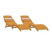Tumbona 2 Pcs Marrón 55 X 184 X 64cm Madera De Acacia Sólida Vidaxl