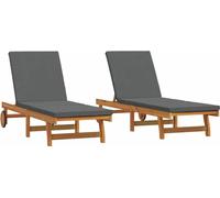 Tumbona 2 pcs Marrón 65 x 199 x 84 cm Madera de Acacia Sólida