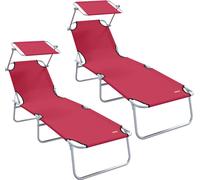 Tumbona 2 pcs Rojo 58 x 188 x 77 cm Poliéster