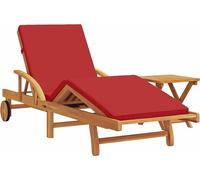 Tumbona 2 pcs Rojo Madera de Acacia Sólida