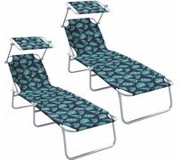 Tumbona 2 pcs Verde 58 x 188 x 77 cm Poliéster