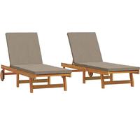 Tumbona 2-persona 2 pcs Marrón Madera de Acacia Sólida