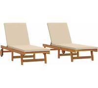 Tumbona 2-persona 2 pcs Marrón Madera de Acacia Sólida