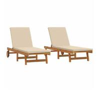 Tumbona 2-persona 2 Pcs Marrón Madera De Acacia Sólida Vidaxl