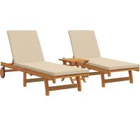 Tumbona 2-persona 3 pcs Marrón Madera de Acacia Sólida