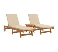 Tumbona 2-persona 3 Pcs Marrón Madera De Acacia Sólida Vidaxl