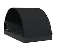 Tumbona 2 Personas Toldo Redondo Ratán Pe Negra 211x112x140 Cm Vidaxl