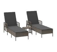 Tumbona 3 Pcs Gris Y Gris Oscuro 55 X 200 X 92 Cm Vidaxl