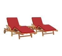 Tumbona 3 Pcs Rojo 200 X 67 X 84 Cm Madera De Acacia Sólida Vidaxl