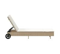 Tumbona arenis reclinable 3 posiciones + 2 ruedas blanco/natural 80x179x55 cm