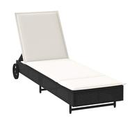 vidaXL Tumbona Arenis reclinable 3 posiciones 2 ruedas 80x179x55 cm Negra