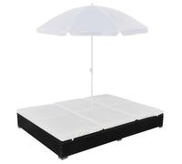 vidaXL: Cama de exterior para relajación con sombrilla, de ratán sintético, color