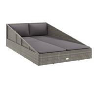 Tumbona cama de jardín ratán sintético gris 110x200 cm