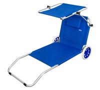 Tumbona Carrito Plegable Aktive Beach 2 en 1 con Parasol Reclinable, 117x67x60 Cm, Azul