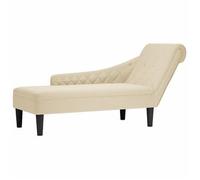 Tumbona Con Almohada Y Reposabrazo Derecho Tela Crema Vidaxl