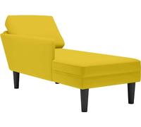 Tumbona con almohada y reposabrazo derecho terciopelo amarillo