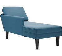 Tumbona con almohada y reposabrazo derecho terciopelo azul