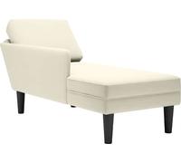 Tumbona con almohada y reposabrazo derecho terciopelo crema
