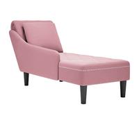 Tumbona con almohada y reposabrazo derecho terciopelo rosa