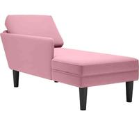 Tumbona con almohada y reposabrazo derecho terciopelo rosa