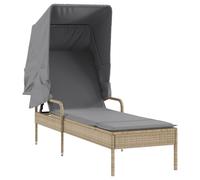 Tumbona con capota ratán sintético beige