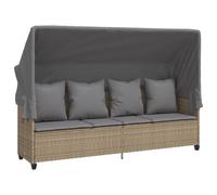 Tumbona con capota y cojines ratán sintético beige