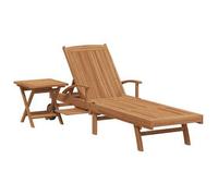 Tumbona Con Cojín 1-persona 2 Pcs Marrón Madera De Teca Maciza Vidaxl