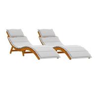Tumbona Con Cojín 2 Pcs Gris Claro Madera De Acacia Sólida Vidaxl