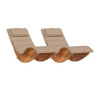 Tumbona Con Cojín 2 Pcs Marrón Madera De Acacia Sólida Vidaxl