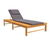 Tumbona Con Cojín Gris Oscuro Y Almohada Madera Maciza Acacia Vidaxl