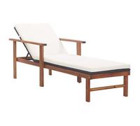 Tumbona Con Cojín Ratán Sintético Y Madera Maciza Acacia Negro Vidaxl