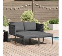 Tumbona Con Cojines Para 2 Personas Anthracite 115x153x69,5 Cm Acero V4412 Unico / Gris