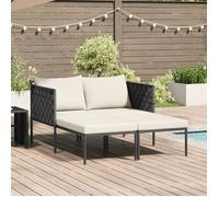 Tumbona Con Cojines Para 2 Personas Color Antracita 115x153x69,5 Cm De Acero V4429 Unico / Blanco
