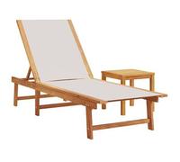 Tumbona Con Mesa Madera Maciza De Acacia Y Textileno Gris Vidaxl