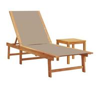 Tumbona Con Mesa Madera Maciza De Acacia Y Textileno Taupe Vidaxl