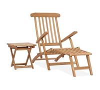 Tumbona Con Reposapiés Y Mesita Madera Maciza De Teca Vidaxl