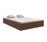 Tumbona Convertible Con Cojines De Ratán Sintético Marrón Vidaxl