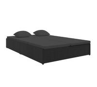 Tumbona Convertible Con Cojines De Ratán Sintético Negro Vidaxl