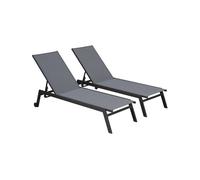 Tumbona de aluminio de multiposición con ruedas, set de 2 antracita - 191x55x94 cm