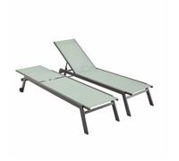 Tumbona De Aluminio De Multiposición Con Ruedas, Set De 2, Antracita