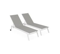 Tumbona De Aluminio De Multiposición Con Ruedas, Set De 2, Blanco