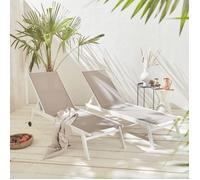 Tumbona De Aluminio De Multiposición Con Ruedas, Set De 2, Blanco