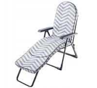 KADAX Tumbona de jardín con respaldo ajustable, estructura de acero, silla de jardín plegable, tumbona con cojín acolchado, tumbona plegable, tumbona de camping, tumbona de relax (gris Zig Zack)