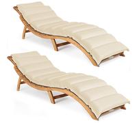 Tumbona de jardín plegable set de 2 acacia con certificado FSC® in ojín crema