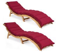 Tumbona de jardín plegable set de 2 acacia con certificado FSC® in ojín rojo